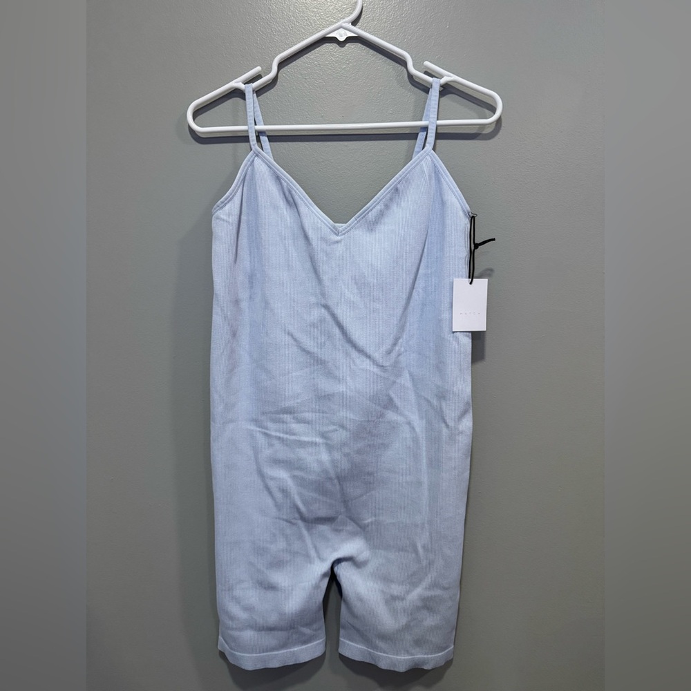 NWT Hatch The Body Rib Unitard Short in Light Blue Size XL